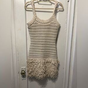 Cream Crochet Mini Dress